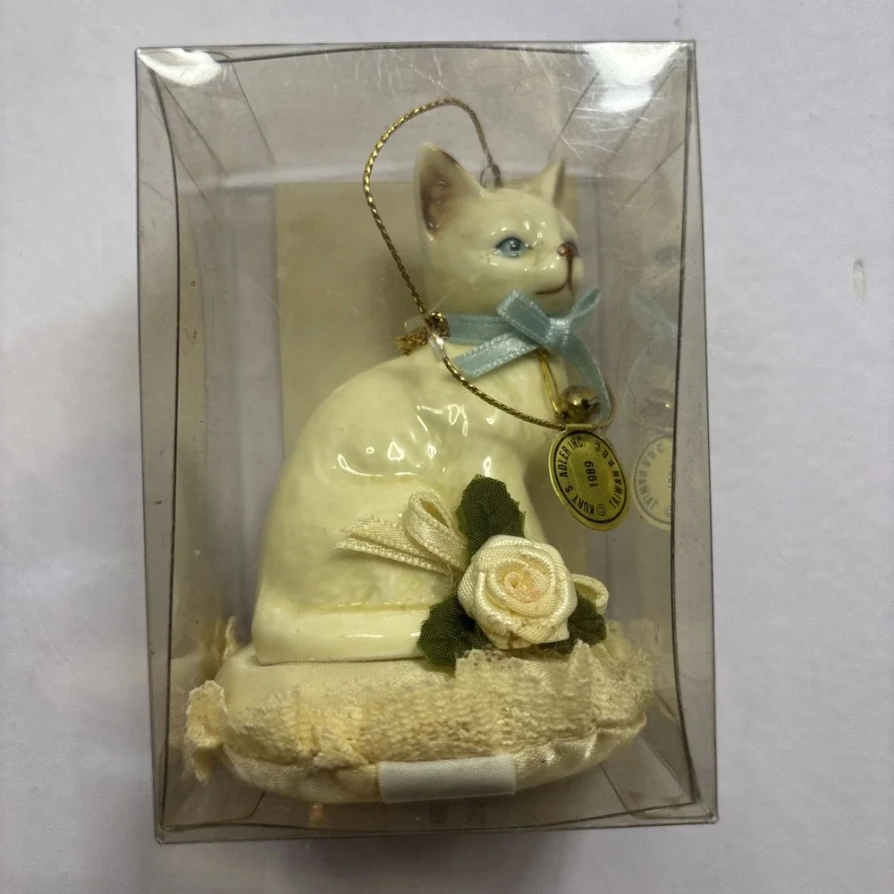 New Set of 2 Vintage Kurt S Adler  Kitty Cat Christmas Ornaments 3.5